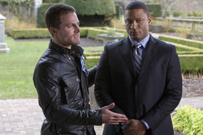 Oliver Queen Stephen Amell and John Diggle David Ramsey