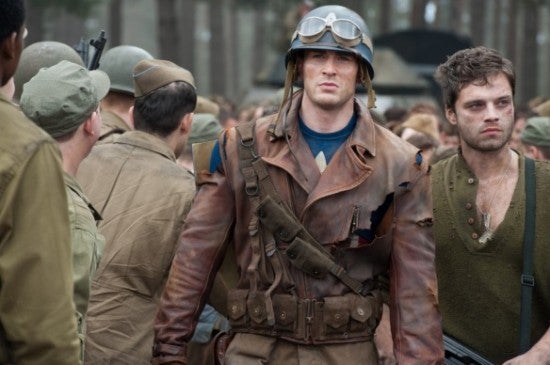 A still image from Marvel's Captain America: The First Avenger, starring Chris Evans as Steve Rogers.