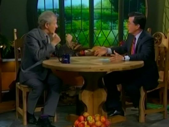 Ian McKellen and Stephen Colbert